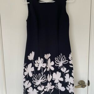 Floral Sleeveless Dress - Black and White